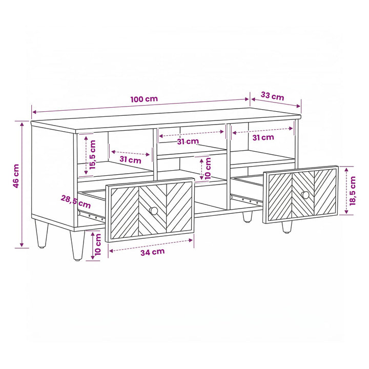 Opbevaringsskabe Brun 100 x 33,5 x 46 cm Massivt mangotræ