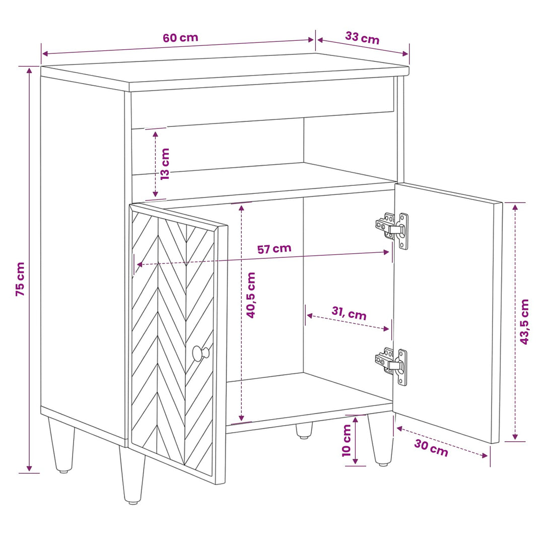 Opbevaringsskabe Brun 60 x 33,5 x 75 cm Massivt mangotræ