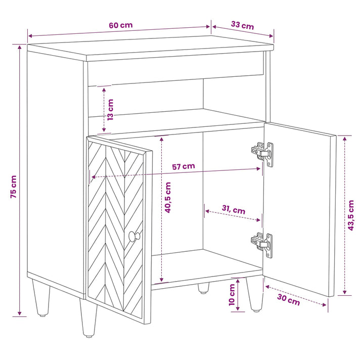 Opbevaringsskabe Brun 60 x 33,5 x 75 cm Massivt mangotræ