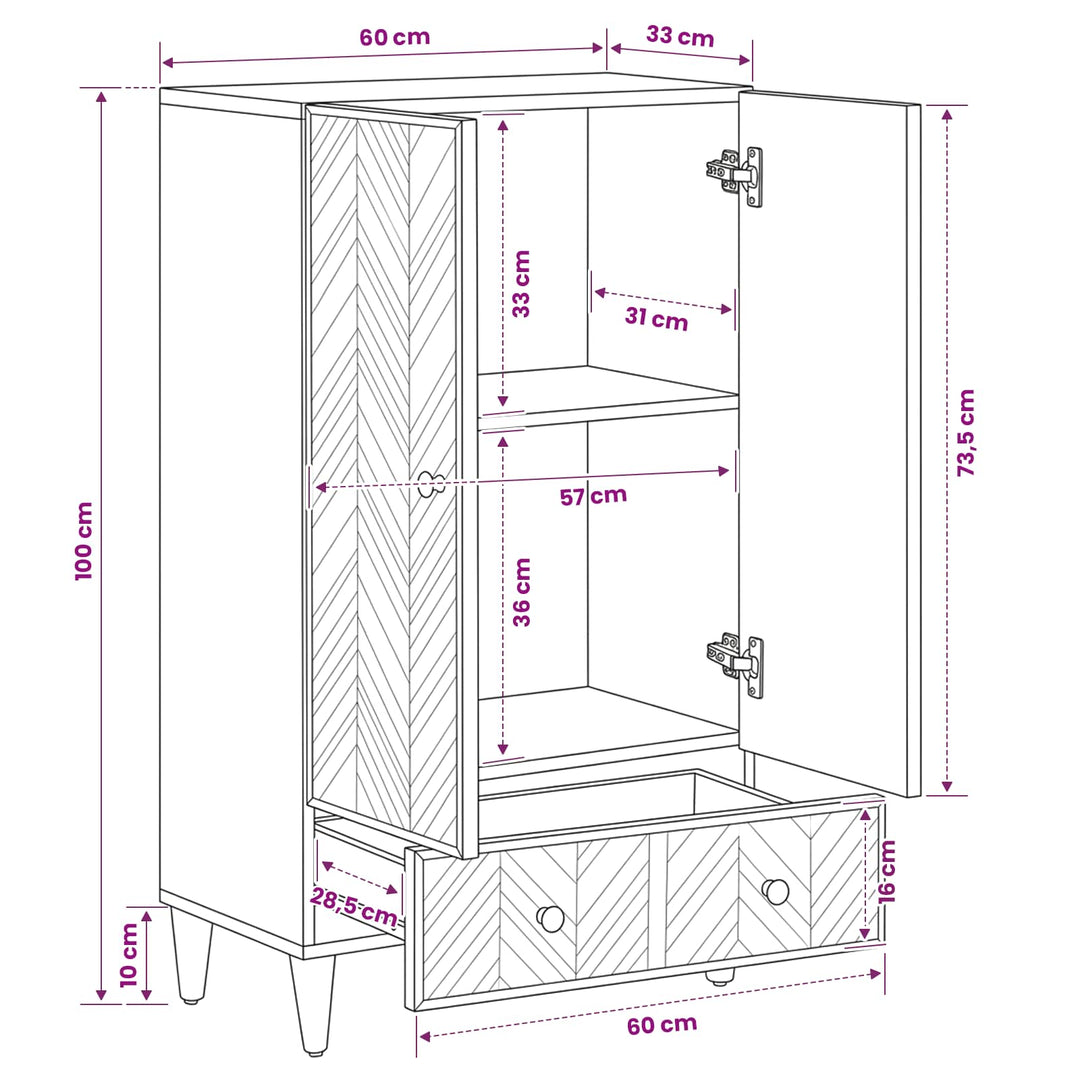 Opbevaringsskabe Brun 60 x 33,5 x 100 cm Massivt mangotræ