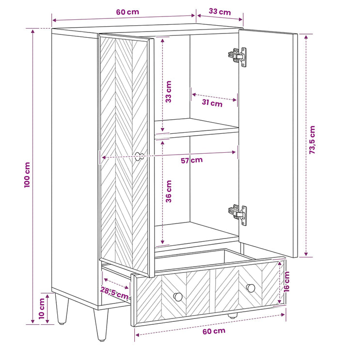 Opbevaringsskabe Brun 60 x 33,5 x 100 cm Massivt mangotræ