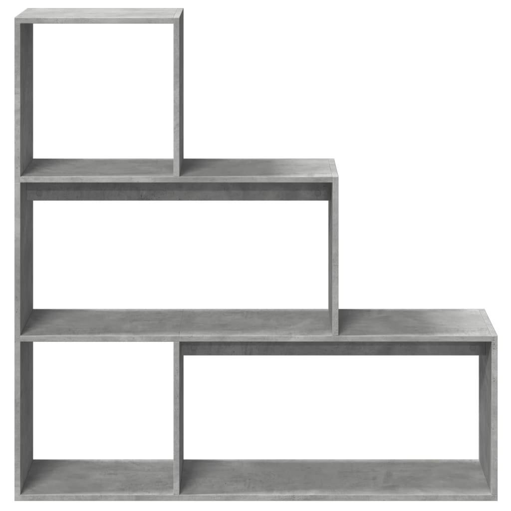 bogreol/rumdeler 123x29x123 cm konstrueret træ betongrå
