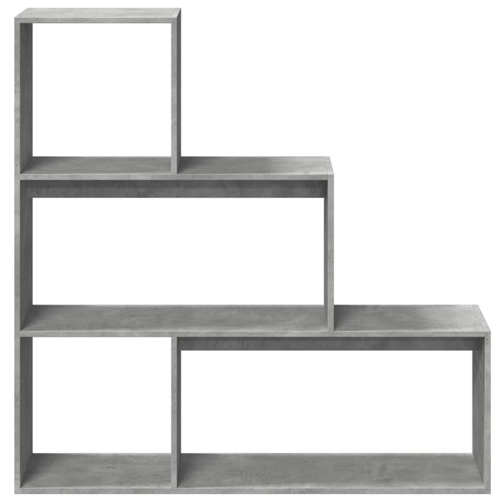 bogreol/rumdeler 123x29x123 cm konstrueret træ betongrå