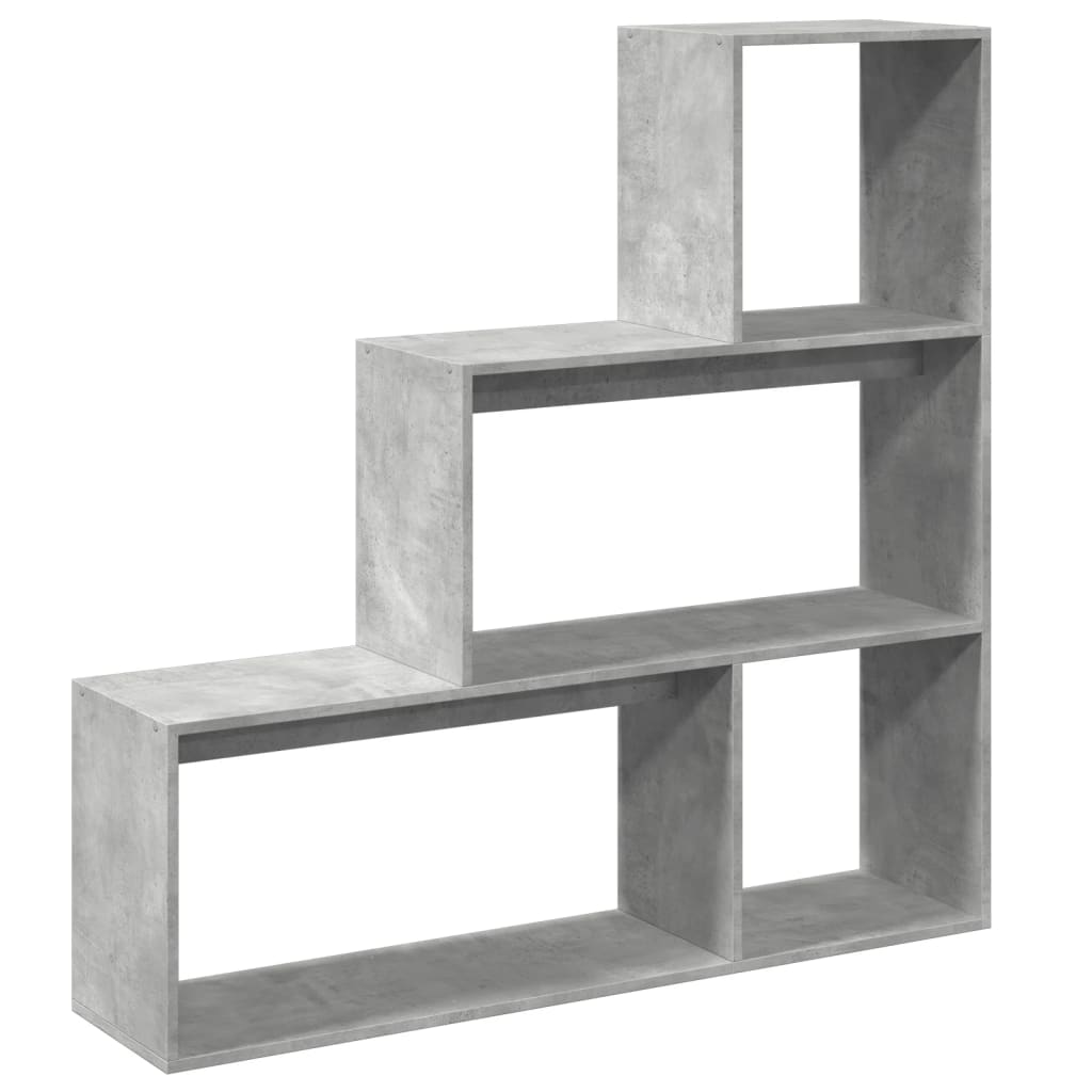 bogreol/rumdeler 123x29x123 cm konstrueret træ betongrå
