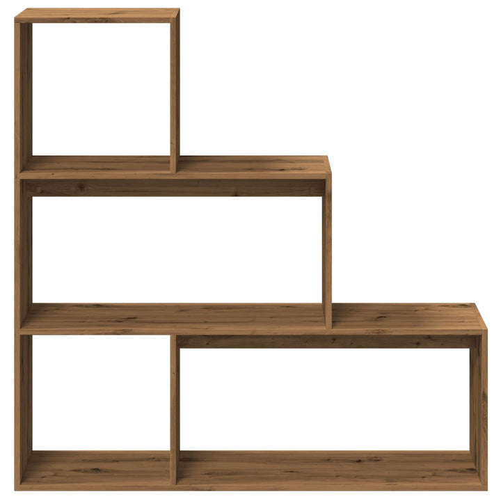 bogreol/rumdeler 123x29x123cm 3niveauer konstrueret træ kunsteg