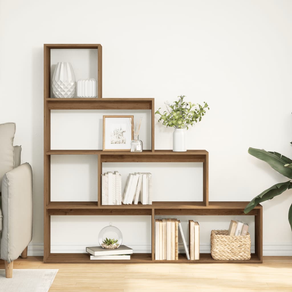 bogreol/rumdeler 143,5x29x143,5 cm konstrueret træ kunsteg
