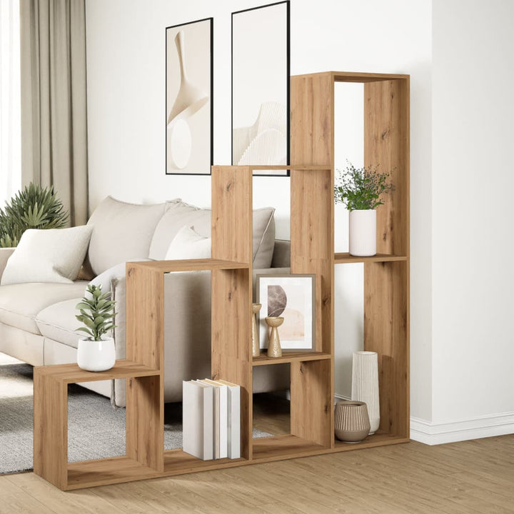 bogreol/rumdeler 143,5x29x143,5 cm konstrueret træ kunsteg