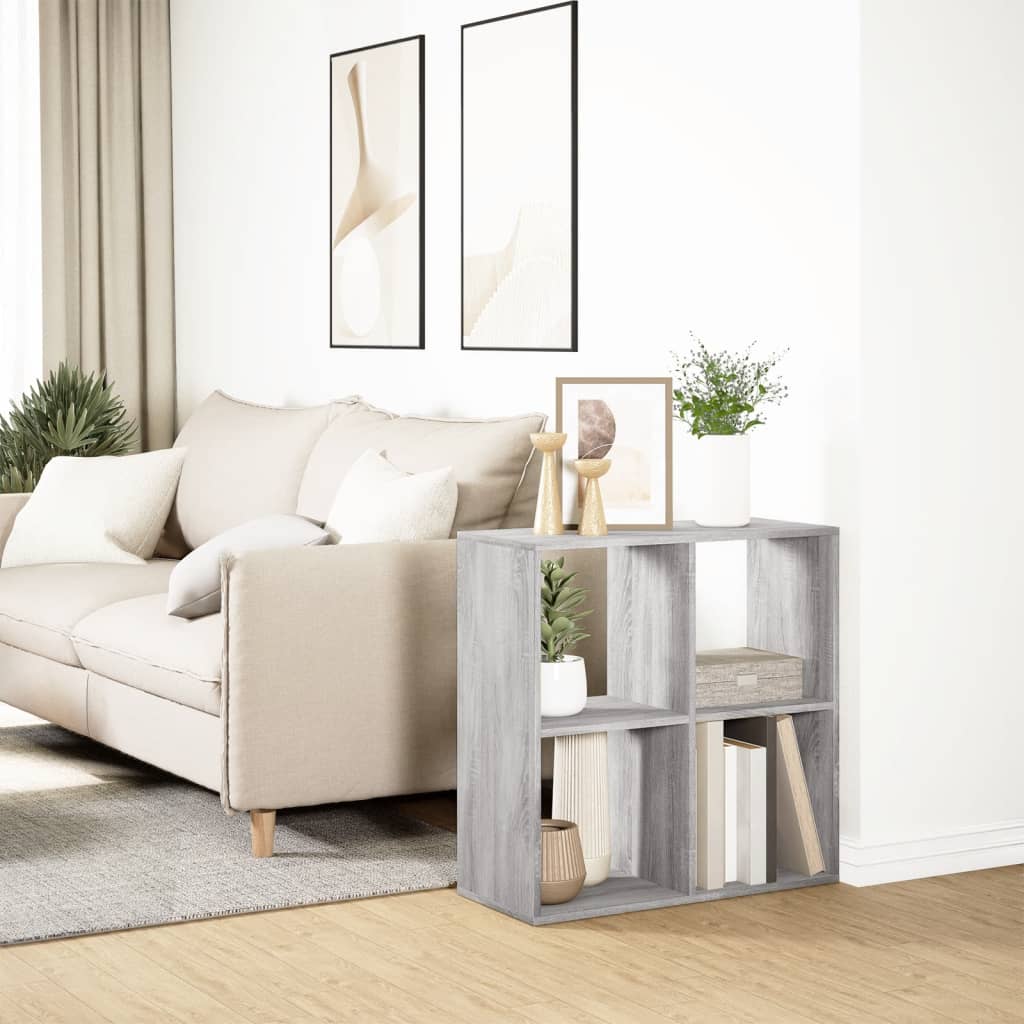 bogreol/rumdeler 69,5x29x69,5 cm konstrueret træ grå sonoma-eg