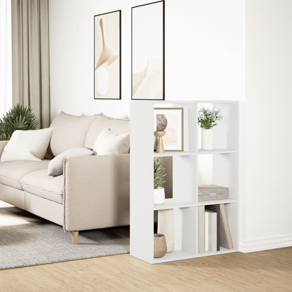 bogreol/rumdeler 69,5x29x103,5 cm konstrueret træ hvid