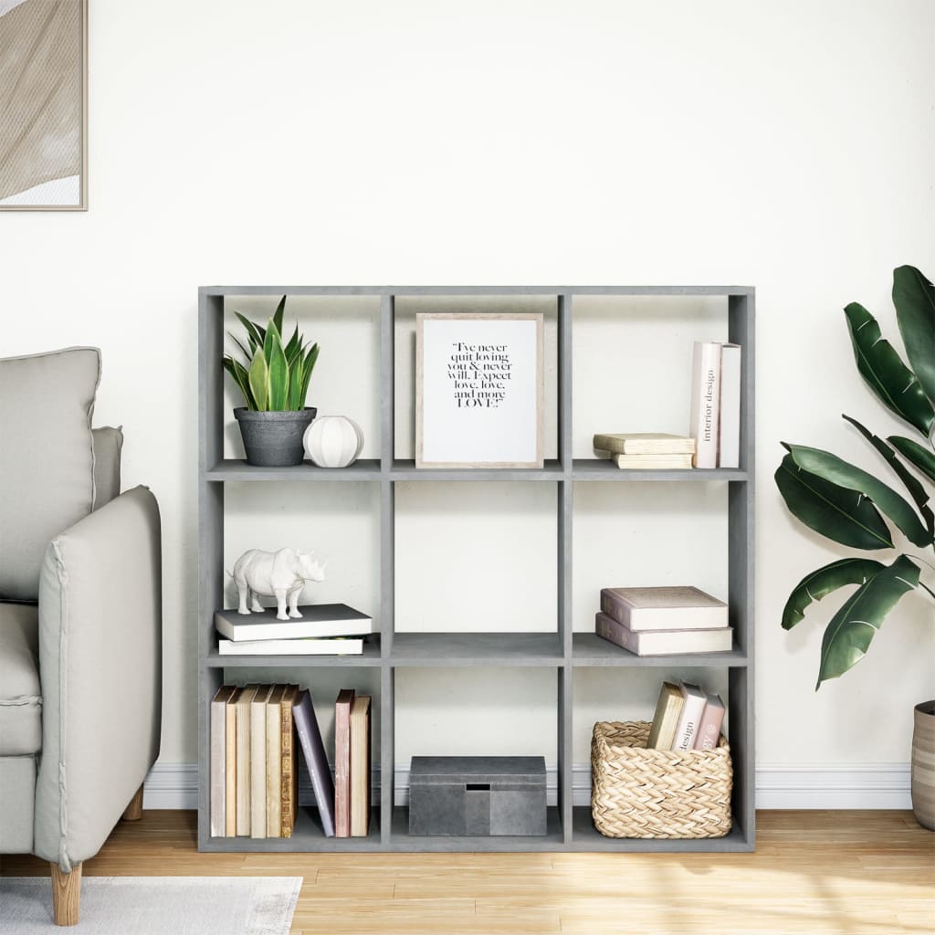 bogreol/rumdeler 102x29x103,5 cm konstrueret træ betongrå