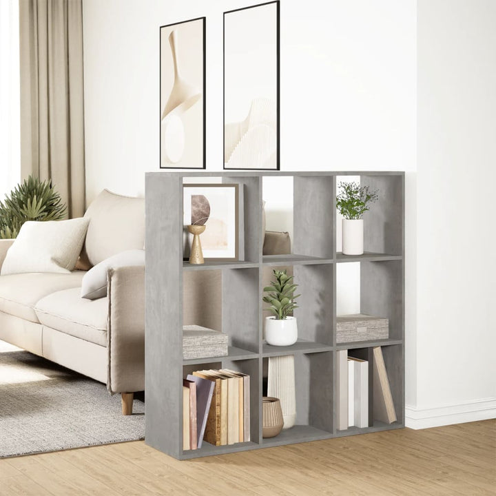 bogreol/rumdeler 102x29x103,5 cm konstrueret træ betongrå