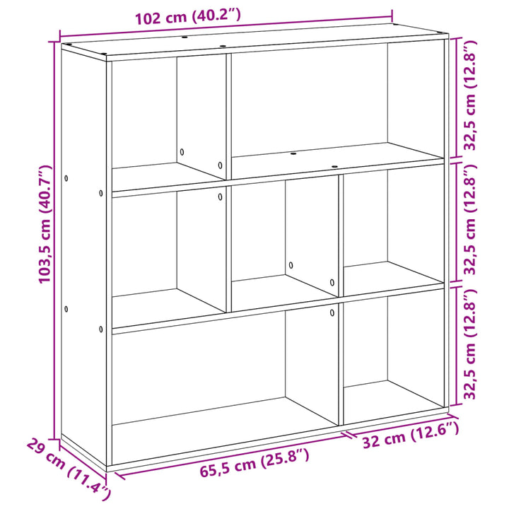 bogreol/rumdeler 102x29x103,5 cm konstrueret træ sonoma-eg