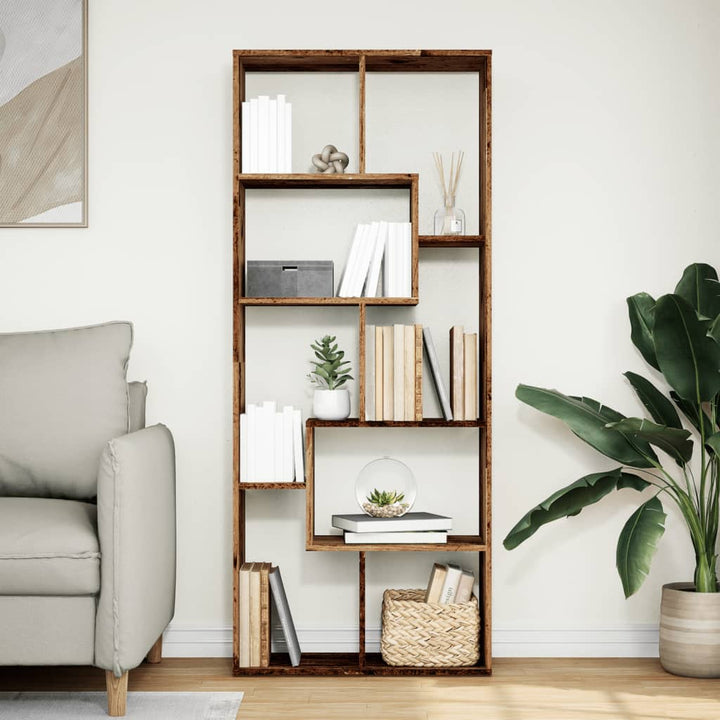 bogreol/rumdeler 67x25x161,5 cm konstrueret træ antikt træ