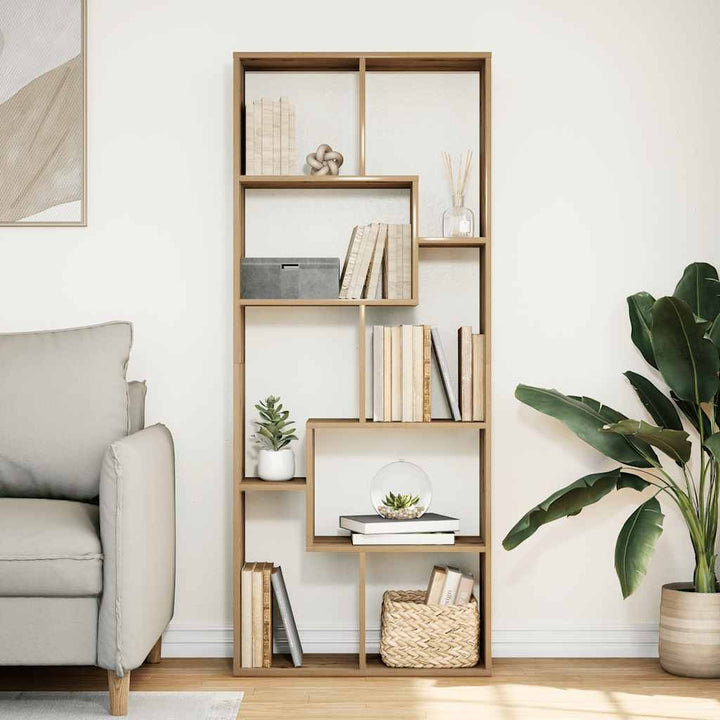 bogreol/rumdeler 67x25x161,5 cm konstrueret træ kunsteg