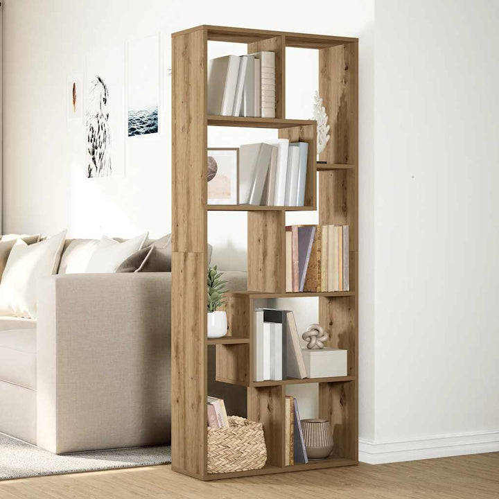 bogreol/rumdeler 67x25x161,5 cm konstrueret træ kunsteg