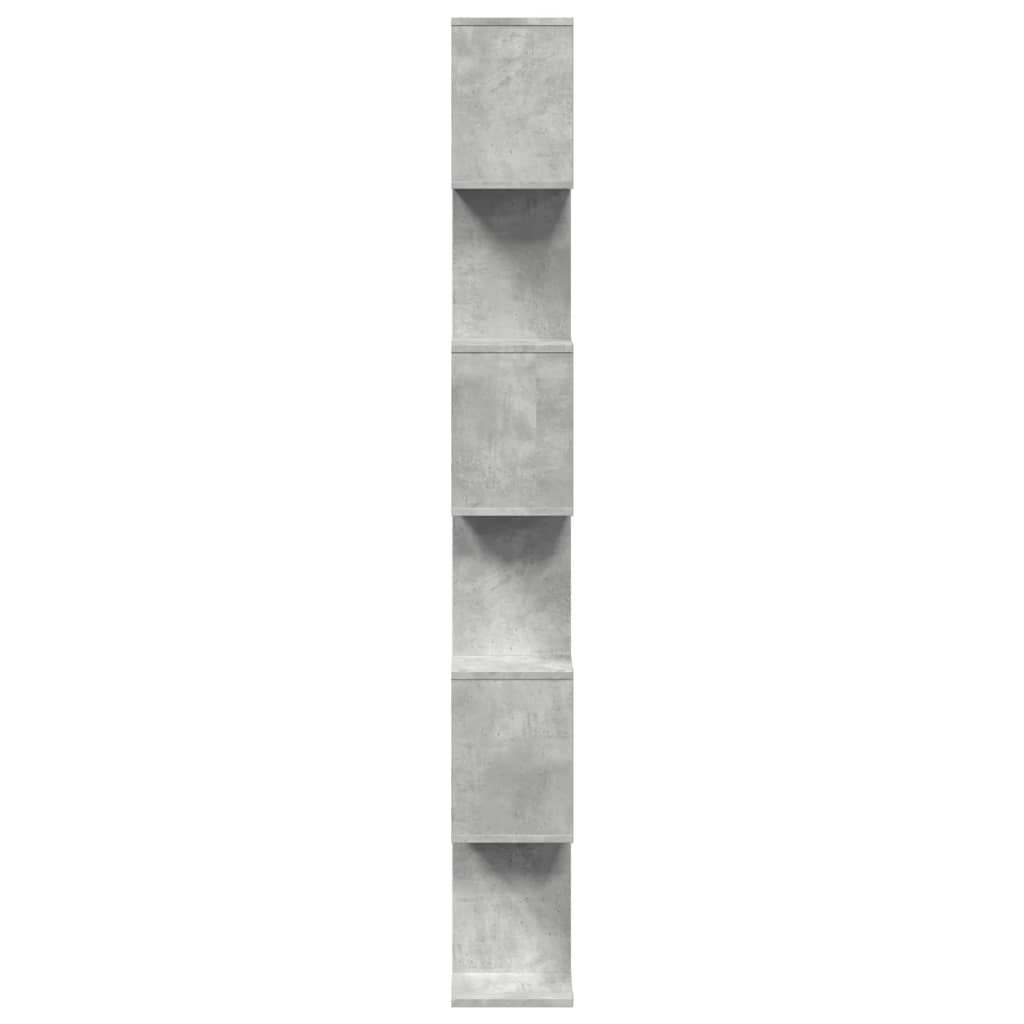 bogreol/rumdeler 70x24x193cm 6niveauer konstrueret træ betongrå