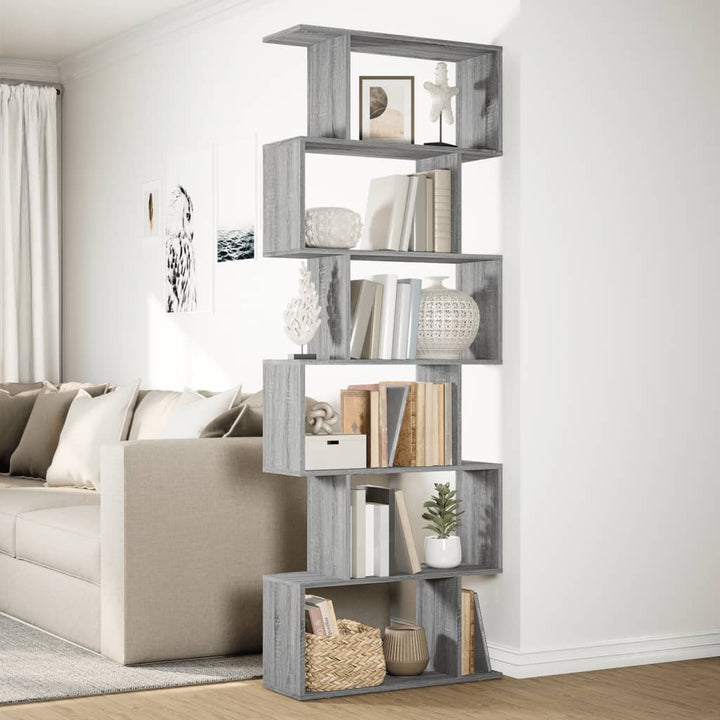 bogreol/rumdeler 70x24x193 cm 6 niveauer konstrueret træ