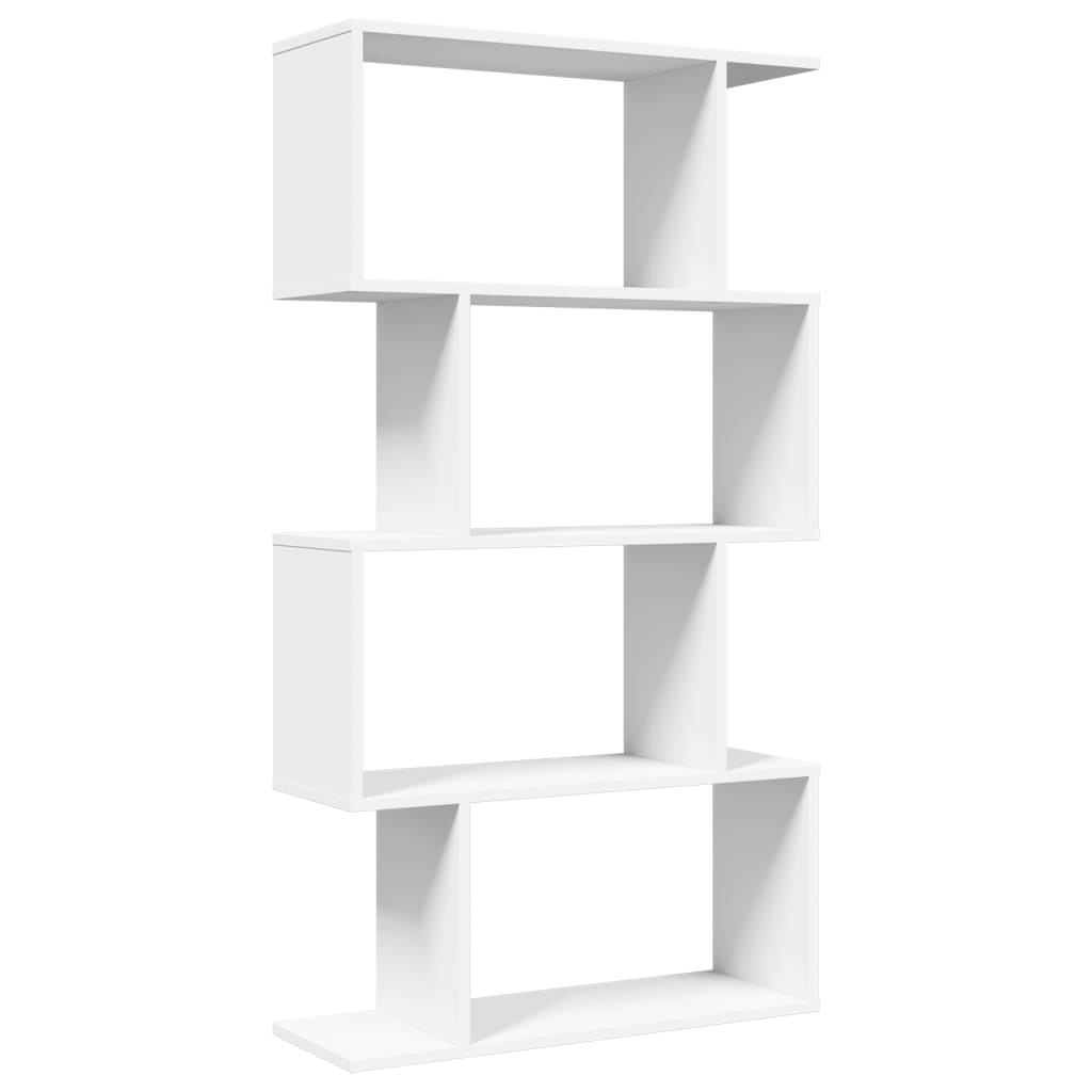 rumdelerreol 4-lags hvid 70x24x129 cm konstrueret træ