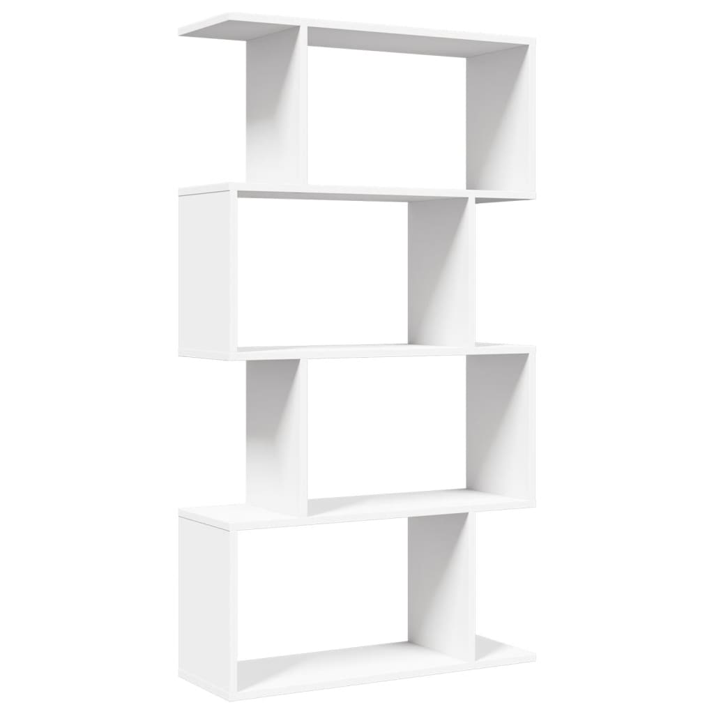 rumdelerreol 4-lags hvid 70x24x129 cm konstrueret træ