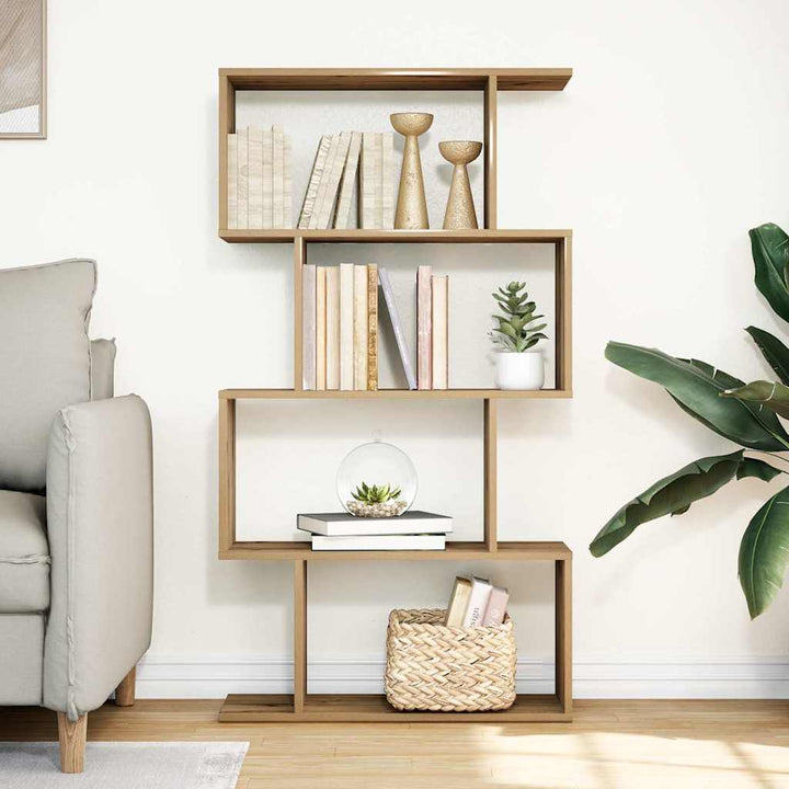 bogreol/rumdeler 70x24x129cm 4 niveauer konstrueret træ kunsteg