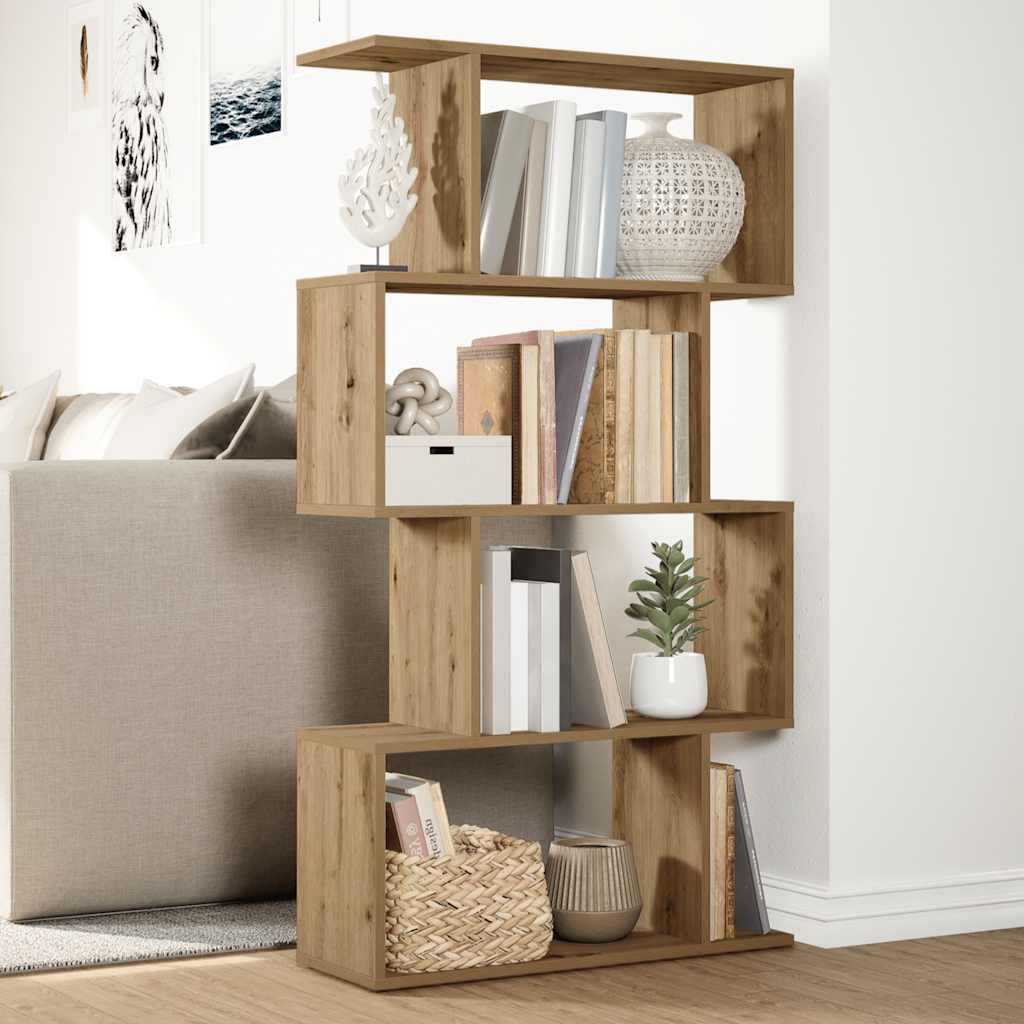 bogreol/rumdeler 70x24x129cm 4 niveauer konstrueret træ kunsteg