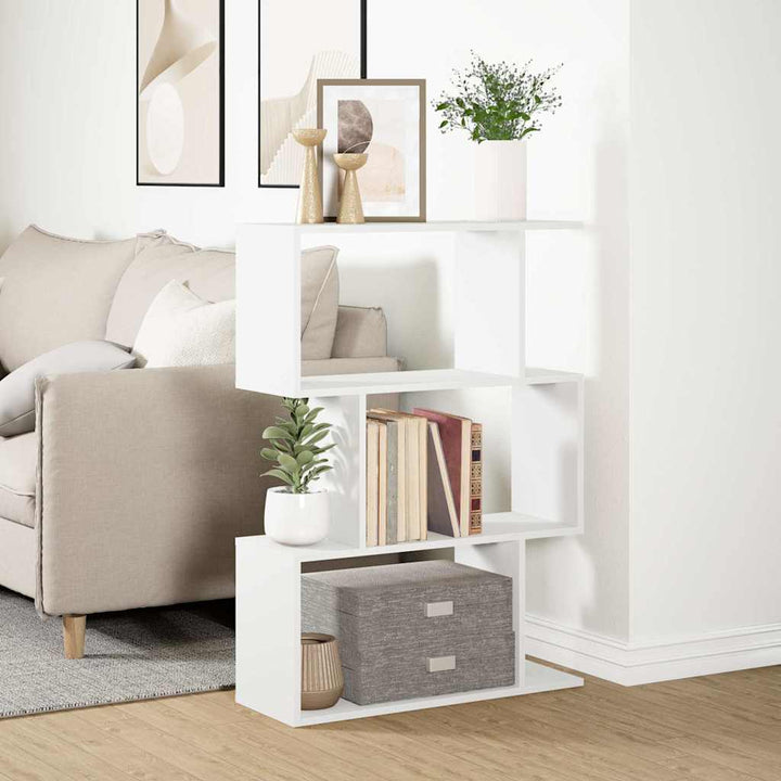 rumdelerreol 3-lags hvid 70x24x97 cm konstrueret træ