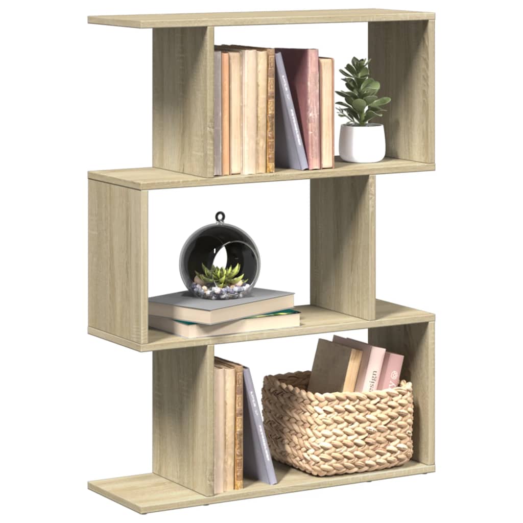 bogreol/rumdeler 70x24x97cm 3niveauer konstrueret træ sonoma-eg