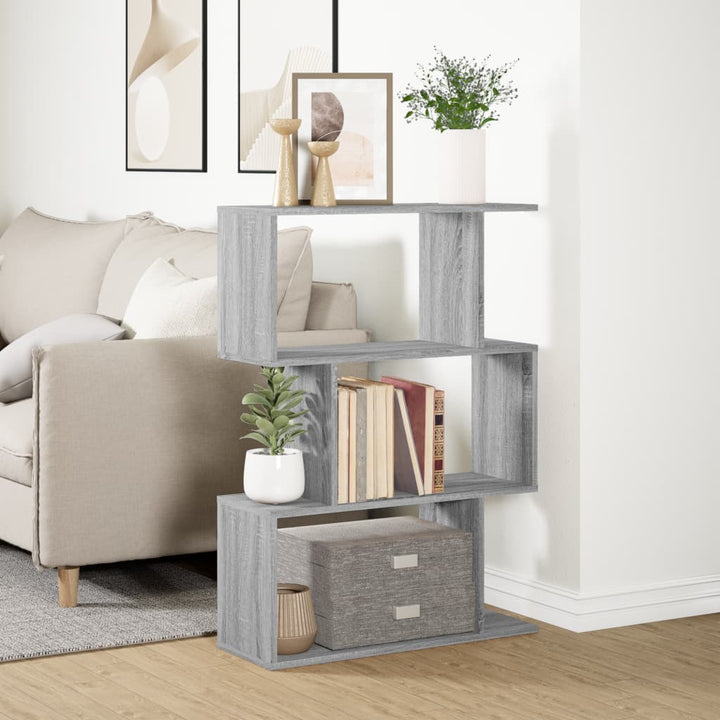 bogreol/rumdeler 70x24x97 cm 3 niveauer konstrueret træ