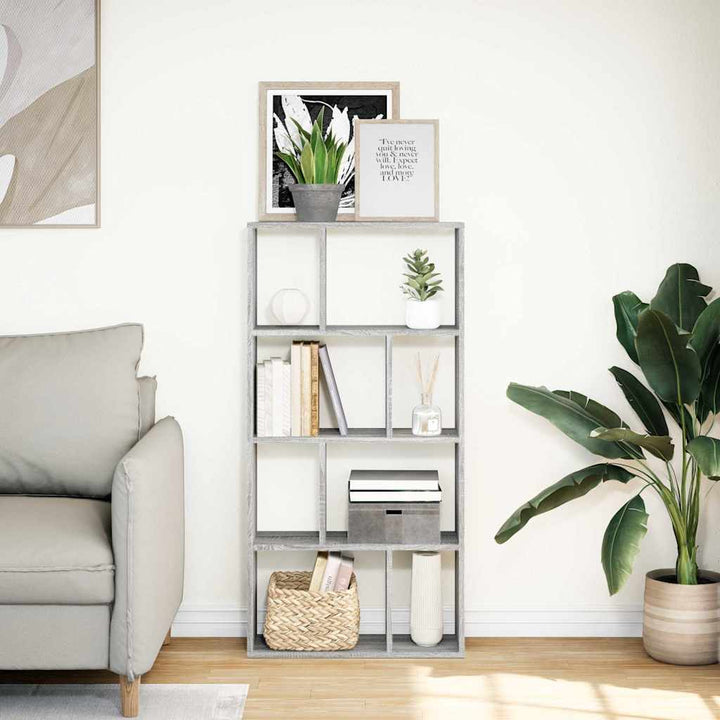 bogreol 60x20x120,5 cm konstrueret træ grå sonoma-eg