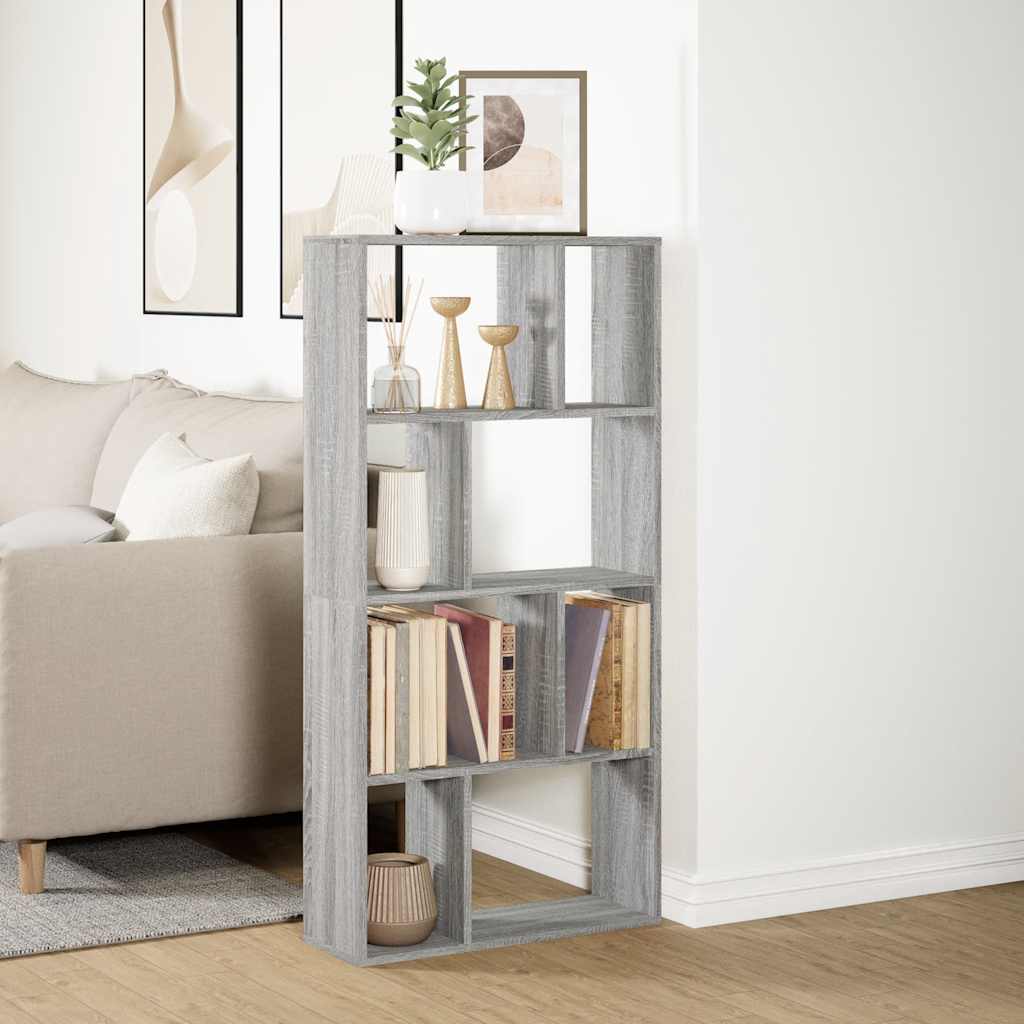 bogreol 60x20x120,5 cm konstrueret træ grå sonoma-eg