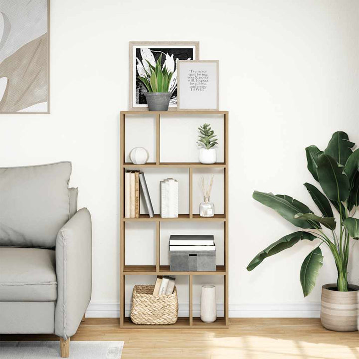 bogreol 60x20x120,5 cm konstrueret træ egetræsfarve