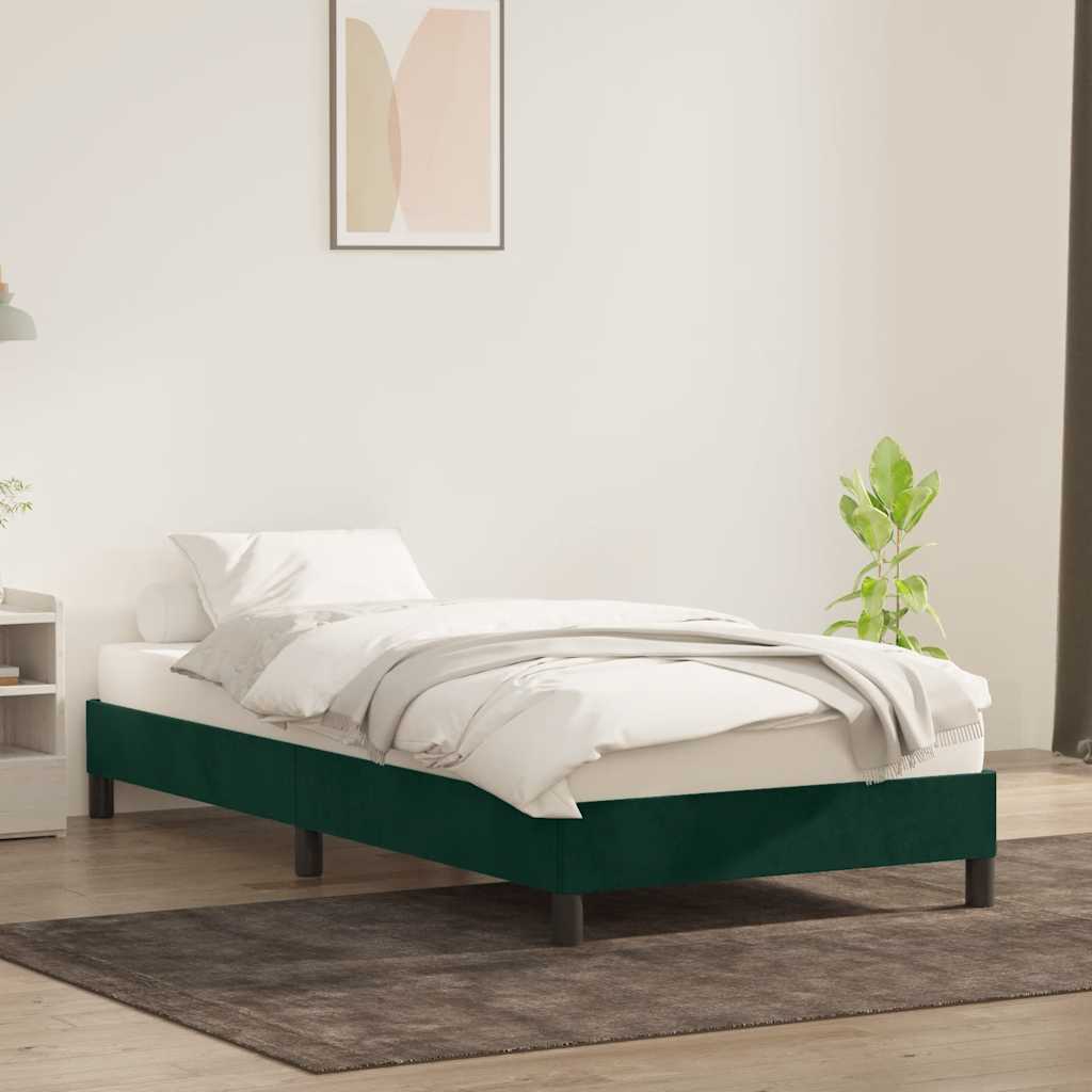 sengeramme uden madras 80x210 cm fløjl mørkegrøn