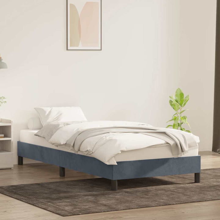 sengeramme uden madras 100x210 cm fløjl mørkegrå