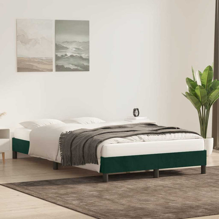 Sengeramme uden madras 120x210 cm fløjl mørkegrøn