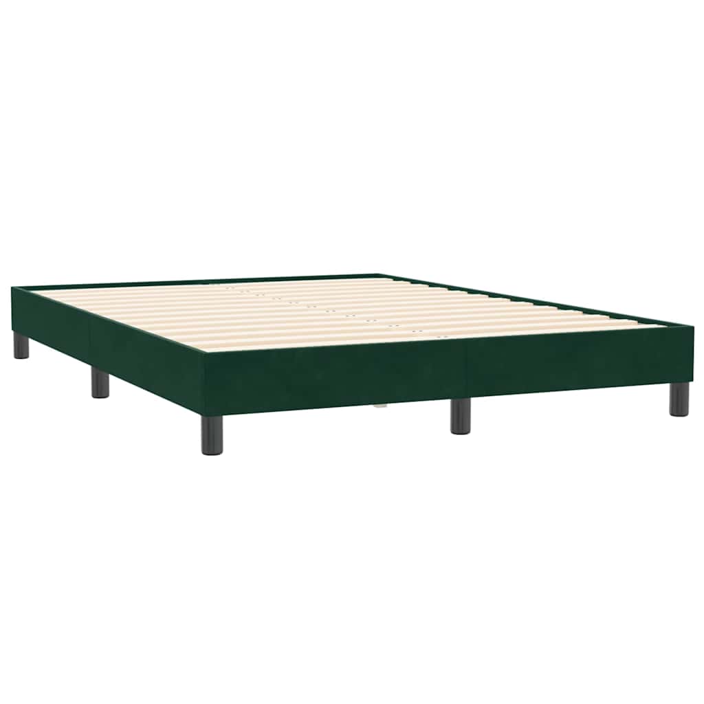 Sengeramme uden madras 140x210 cm fløjl mørkegrøn
