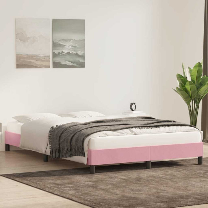 sengeramme uden madras 140x210 cm fløjl lyserød