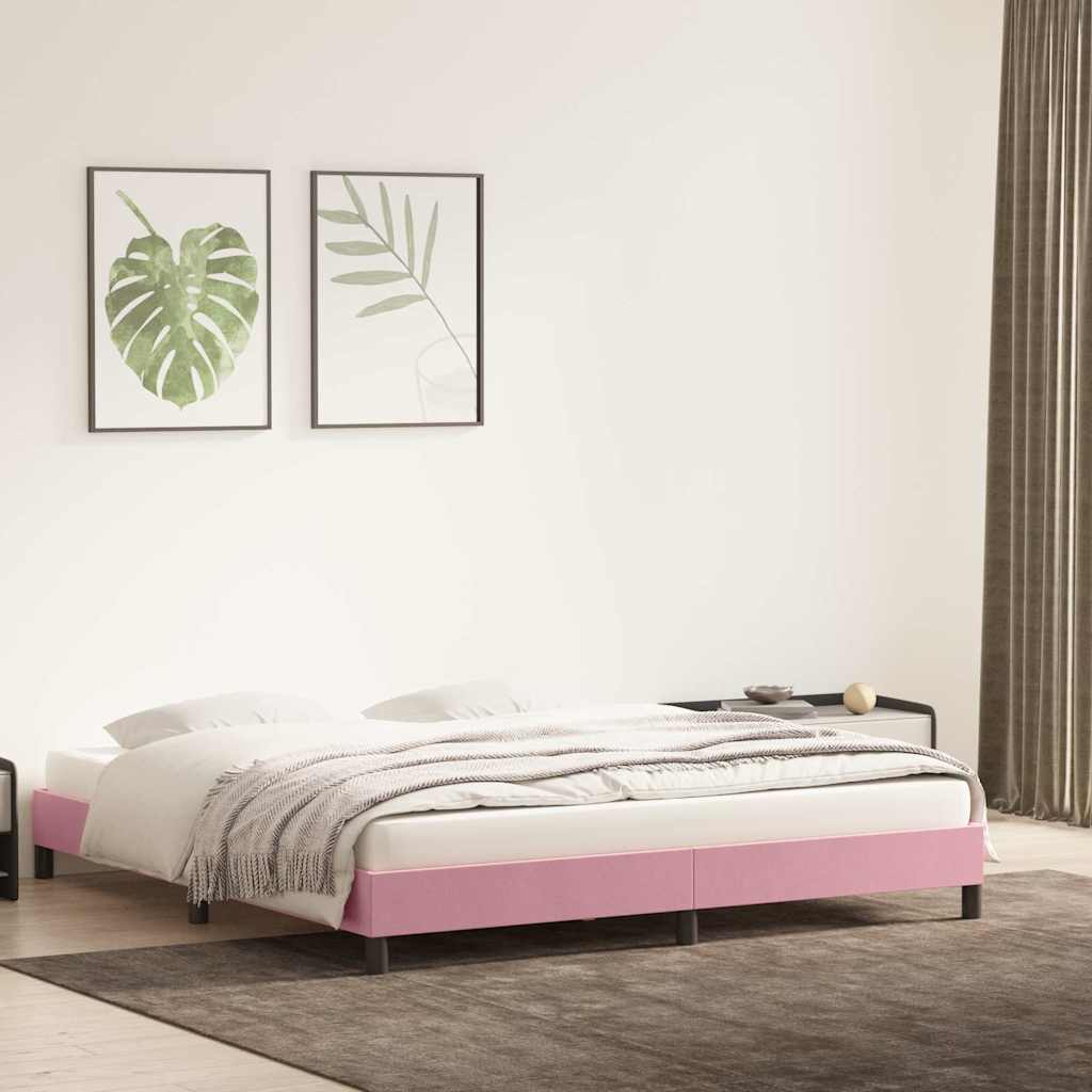 sengeramme uden madras 180x210 cm fløjl lyserød