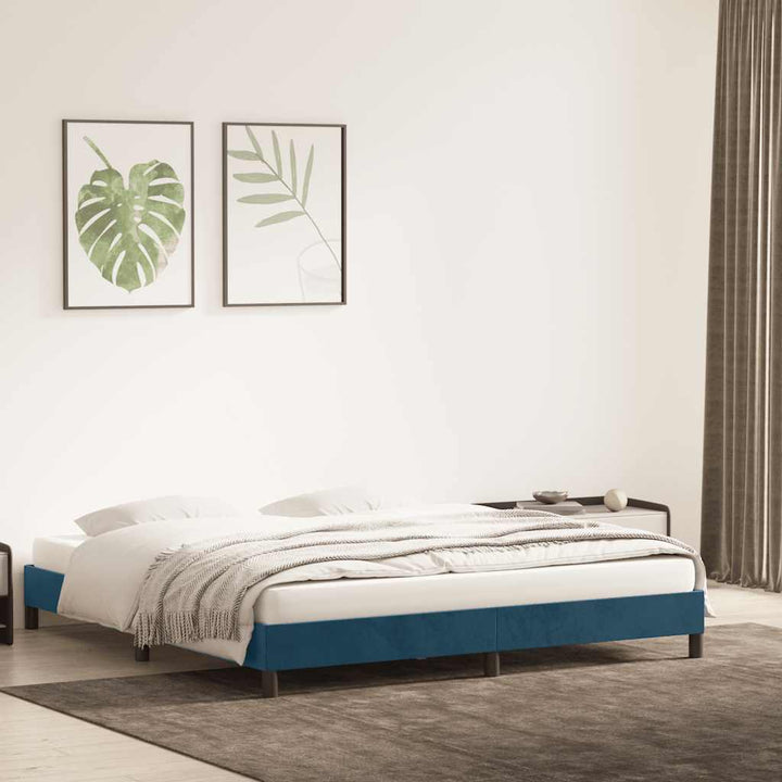 sengeramme uden madras 200x210 cm fløjl mørkeblå