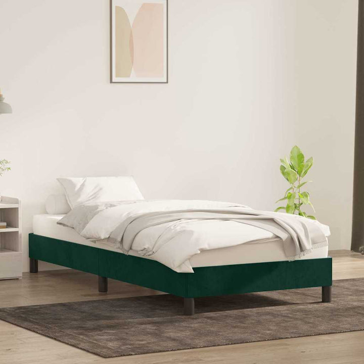 sengeramme uden madras 90x220 cm fløjl mørkegrøn