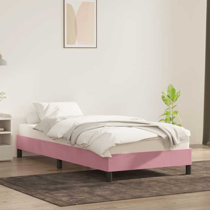sengeramme uden madras 90x220 cm fløjl lyserød