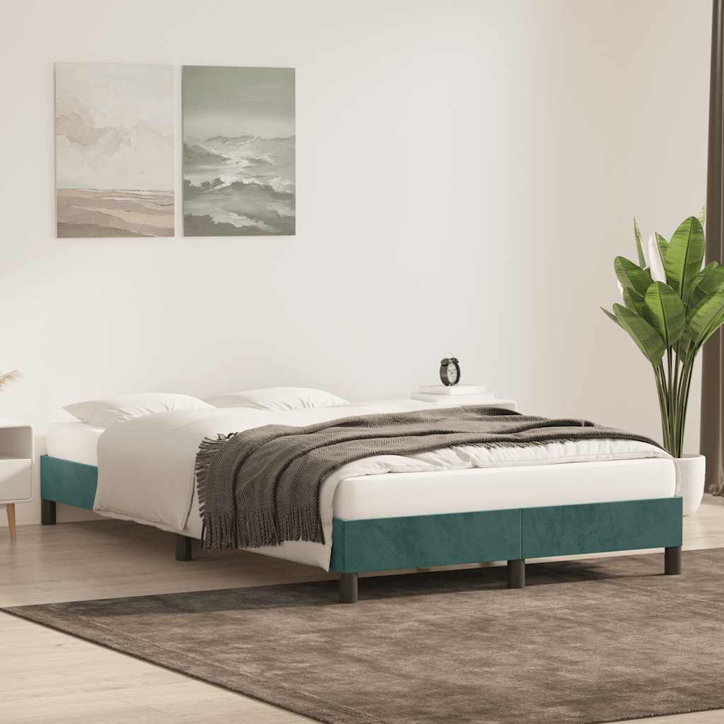 sengeramme uden madras 120x220 cm fløjl mørkegrøn
