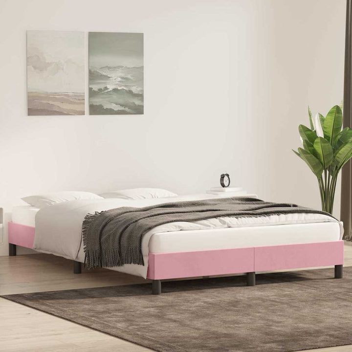 sengeramme uden madras 140x220 cm fløjl lyserød