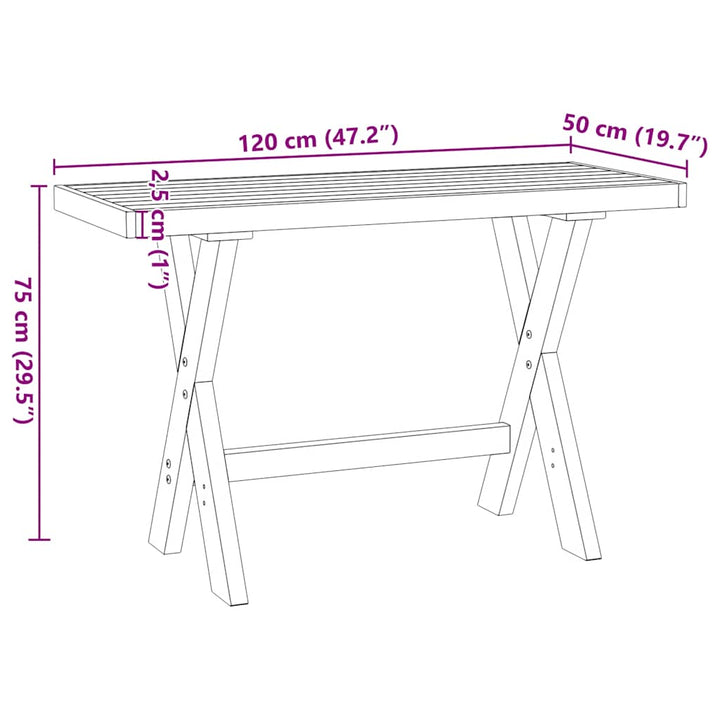 skrivebord NOAIN X-formede ben 120x50x75cm massivt træ fyrretræ
