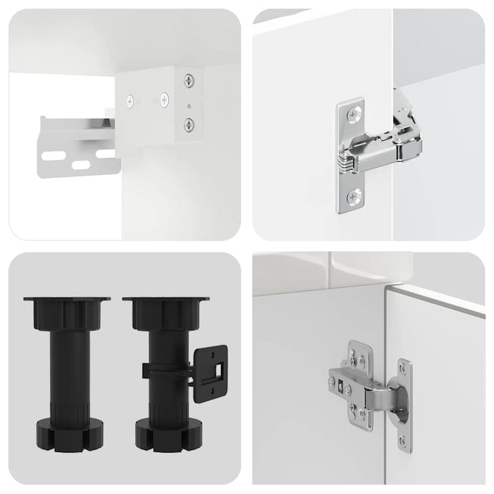 8-delt køkkenskabssæt "Porto" højglans hvid konstrueret træ