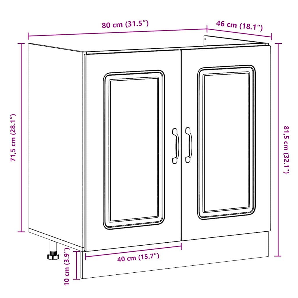 Køkkenskab Kalmar Sonoma eg 80 x 46 x 81,5 cm Konstrueret træ