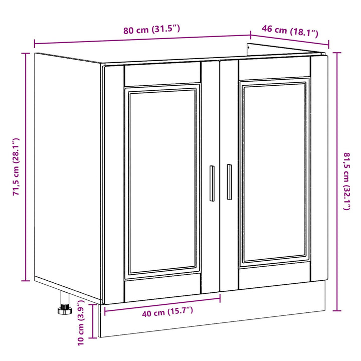 Vaskeskabsbase Porto 2 stk. Brun 80 x 46 x 81,5 cm