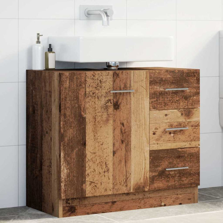 underskab til håndvask 63x30x54 cm konstrueret træ gammelt træ