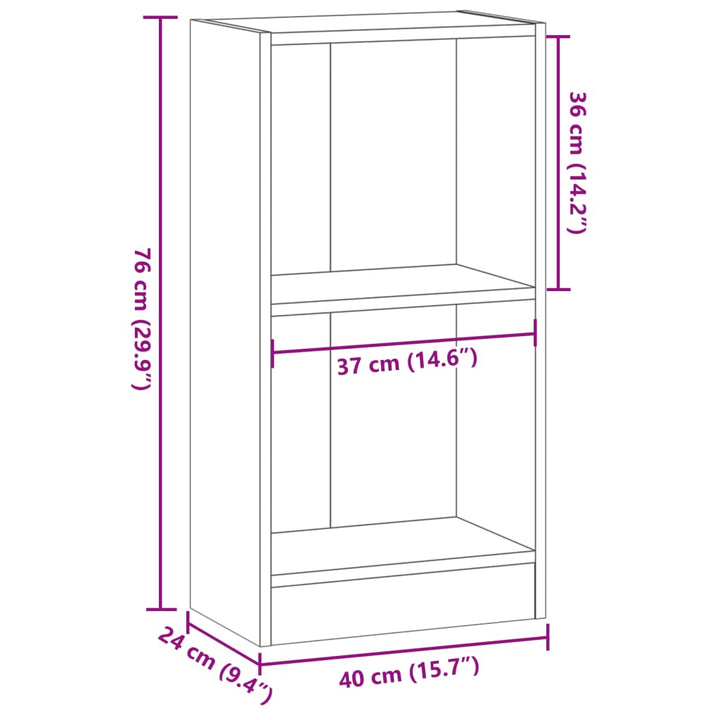 bogreol 40x24x76 cm konstrueret træ brun egetræsfarve