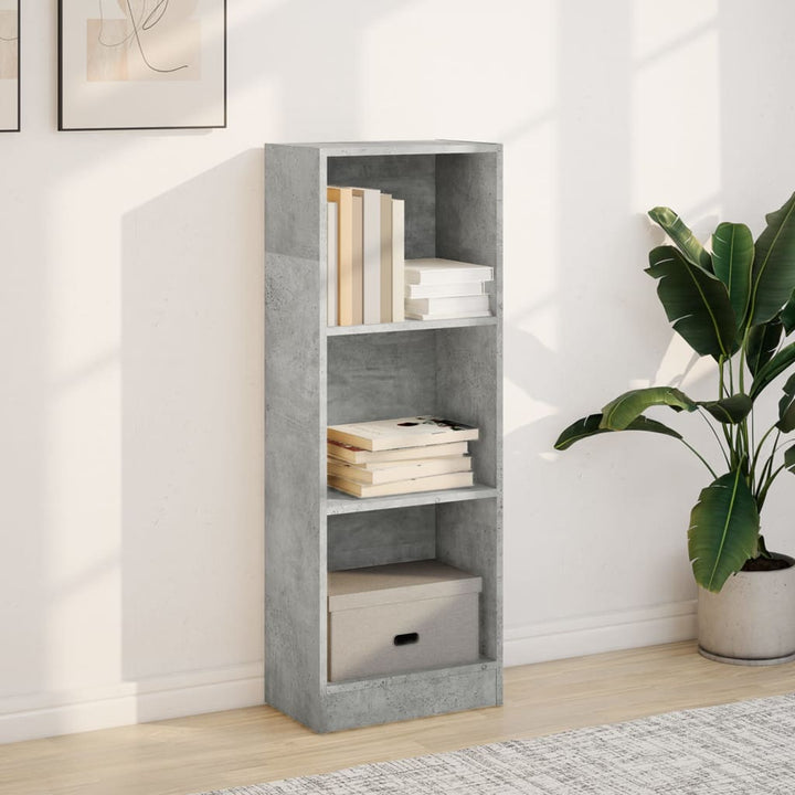 bogreol 40x24x109 cm konstrueret træ betongrå