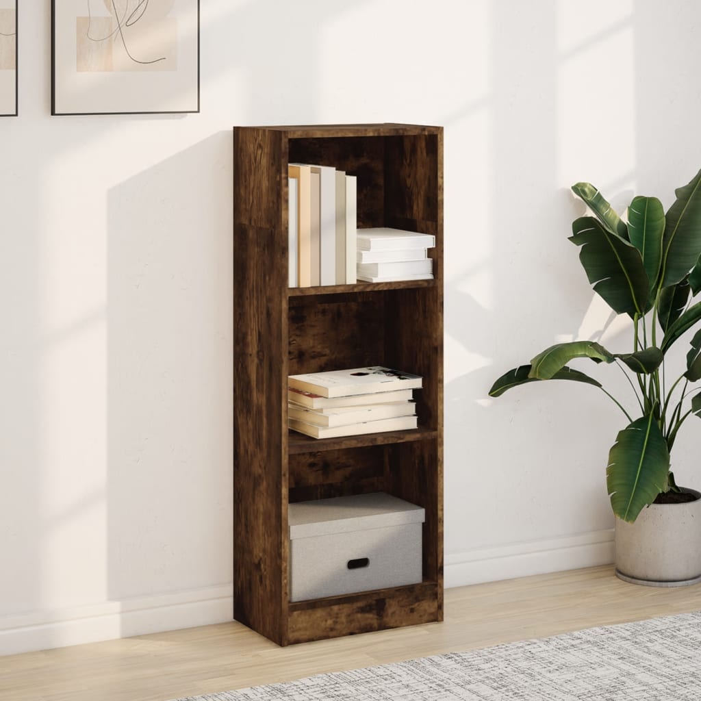 bogreol 40x24x109 cm konstrueret træ røget egetræsfarve